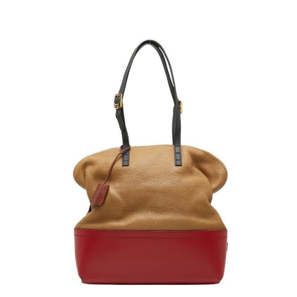 Fendi Leather Selleria Tote Bag Red
